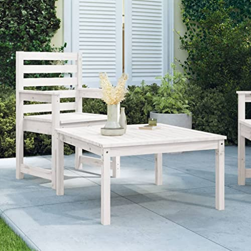 Rantry Casa Tavolo da Giardino Bianco 82,5x82,5x45cm Legno Massello di Pino, Tavolo da Esterno, Tavolino da Giardino, Tavolo da Terrazzo, Tavolo da Pranzo, Tavolo da Cucina Tavolo TT Casa Mobili