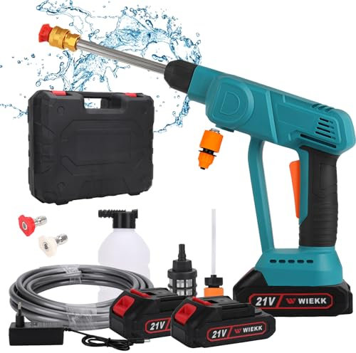 WingFly Cordless Pressure Washer, Portable High-Pressure Washer with Rechargeable Battery, 5m Hose, Nozzle, Battery Pressure Washer for Car/Floor/Garden Cleaning & Watering (2 battery)