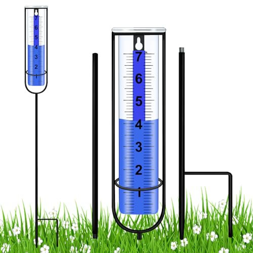 Vicglory Rain Gauge Outdoor, Detachable Freeze-Proof Rain Gauge Large Clear Numbers and Adjustable Height, Decorative for Yard, Garden, Deck and Farm, Easy to Install and Read
