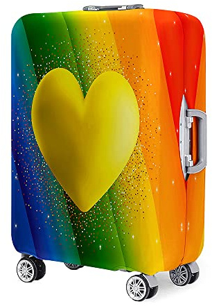 Highdi Kofferschutzhülle, Elastisch Reise Kofferhülle, 3D Regenbogen Druck Koffer Schutzhülle, Kofferhülle Kofferschutzhülle mit Reißverschluss, Kratzfest Kofferschutz (Liebe,M)