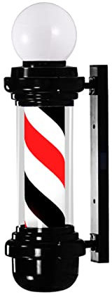 Luz de Poste de barbero de 68 cm, Letrero Abierto de peluquería, Tiras LED giratorias de barbería, Color Negro, Blanco y Azul, Resistente al Agua, Ahorra energía, Montaje en Pared,Black Red