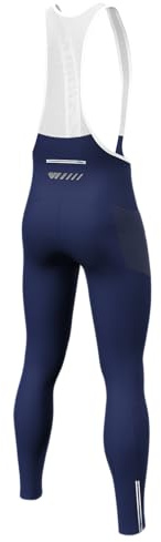 Lo.gas Radhose Lang Herren Gepolstert Mit TräGer Fahrradhose Radlerhose Winter Elastizität Winddicht Atmungsaktiv Schnell Trocknend Fahrrad Trägerhose mit Taschen-BlauX-Large