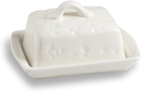 Sweejar Home Ceramic Butter Dish with Lid,Cheese-Shaped Butter Holder,Cute Butter Dish for Countertop,Kitchen Deco & Butter Storage(Beige)