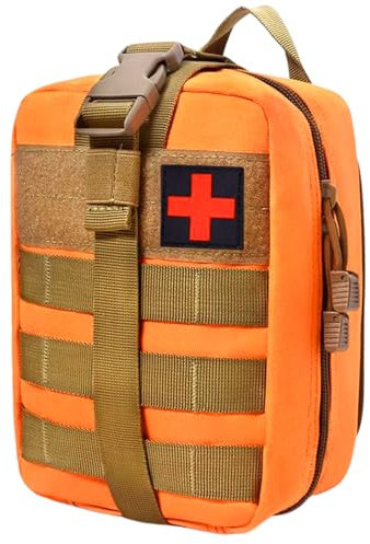 Borsa di Pronto Soccorso Tattico, Borsa Medico Smontabile Impermeabile, Sacchetto Emergenza Tattica Medico, Tattica Vuota Tasca, Kit Pronto Soccorso Trekking per Viaggio Campeggio (Arancione)
