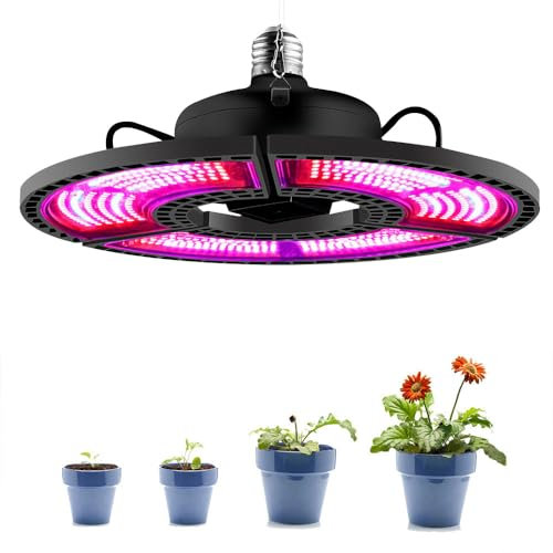 Rosnek E26/E27 Faltbare LED Pflanzenlampe, 288 LEDs Pflanzenleuchte Vollspektrum Wachstumslicht für Zimmerpflanzen,Gemüse, Blume (200W)