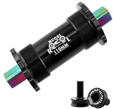 Movimento Centrale Perno Quadro Cuscinetto Movimento Centrale Bicicletta 68*103 107 110 113 119 122mm Asse Quadrato Titanio Strada Mountain Bike Asse Centrale Movimento Centrale Mtb(110mm Black)