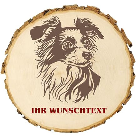 KIWISTAR UG - 14-16 cm Baumscheibe - Chinesischer Schopfhund - Hund - personalisiertes Geschenk individuell selbst gestalten - Name - Holzscheibe mit Wunschtext - Naturholz - Geschenk - Türschild