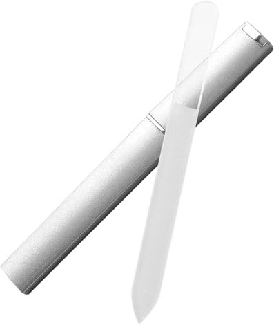 Professionelle Kristall Glasnagelfeile Mit Etui, Gehärtetes Glas, Doppelseitige Schleiffläche, Glasnagelfeile für Naturnägel und Gelnägel, Hygienisch, Langlebig und Waschbar, Ideal als Geschenk