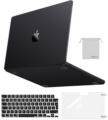 MOSISO Custodia Compatibile con MacBook Pro 14 Cover 2025-2021 M5 A3434 M4 A3112 A3185 A3401 M3 A2918 A2992 M2 A2779 M1 A2442, Case Naturale Ultra-Sottile&Copritastiera&Pellicola&Borsa, Spazio Nero
