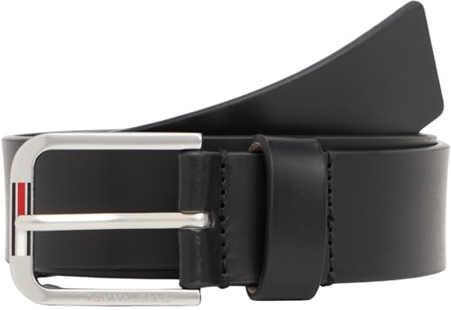 Tommy Jeans Ceinture Homme Austin 3,5 cm Cuir, Noir (Black), 100 cm