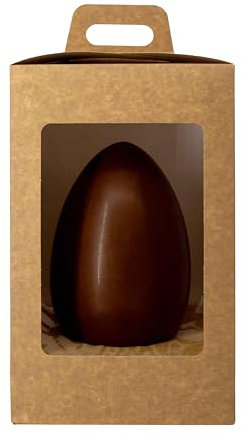 Scatola Porta Uovo di Pasqua con Finestrella - Confezione da 10 pz, Packaging Ecologico in Carta Avana, Resistente e Facile da Montare, Scatola Elegante per Pasticcerie e Regali di Pasqua (Grande)