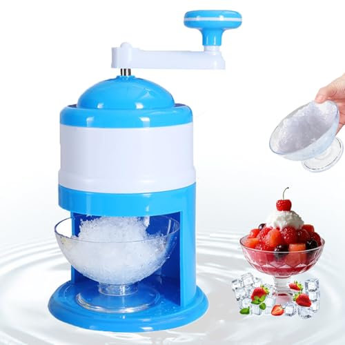 Shyllin Manual Picadora de Hielo raspado,Trituradora de Hielo Manual Rotary,Slush Machine, Batidos y Hielo picado - Sin BPA (Azul)