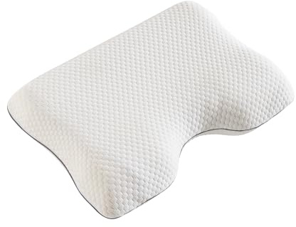 MEFOPILO Memory Foam Pillow for Sleeping 54 x 40 x 11 cm, Breathable Thermal Cushion Cover, Viscoelastic Anti Snoring Pillow, Ergonomic Neck Support, Back, Stomach, Side Sleepers, White