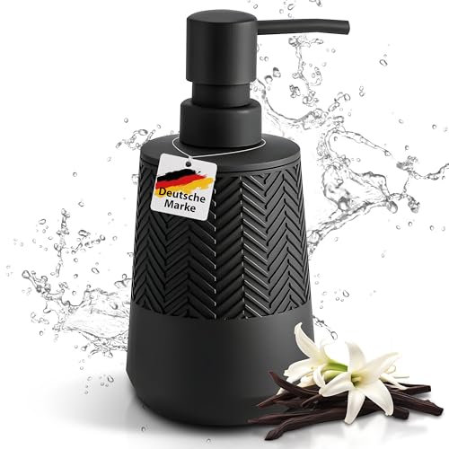 Seifenspender schwarz, Spülmittelspender, Seifenspender schwarz matt, 280ml, Spülmittelspender Küche, Soap Dispenser, 280 ml