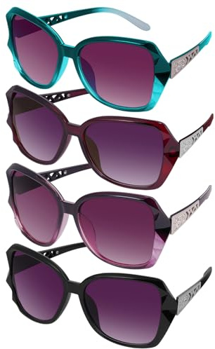Vicloon Sunglasses, 4 Pcs UV400 Protection Sunglasses Eyewear, Large glasses Vintage for Woman and Man, Daily Use for Driving, Beaches, Parties, Shopping, Lightweight