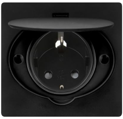Miratic Hermetische Steckdose IP44 Schuko - Außensteckdose Unterputz (Schwarz)