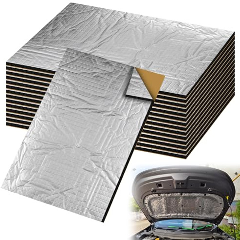 Behogan Lot de 15 panneaux d'isolation en aluminium - 250 x 180 x 5 mm - Auto-adhésifs - Ignifuge - Imperméable - Anti-drone - Isolation phonique et thermique