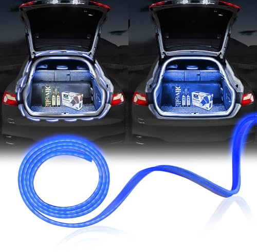 Flux Dynamisches LED-Lichtstreifen für Kofferraum, 38 cm, Universalgröße, flexibel, Silikon, wasserdicht, Neonlicht, Stimmungsbeleuchtung für Autos, SUVs, Blau