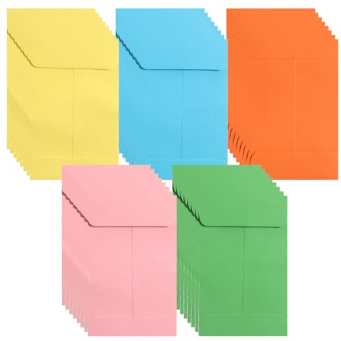 Mini Umschläge 50 Münzumschläge Farbige Samenumschläge Samentüten Kleine Briefumschläge Mini Bunte Umschläge Money Envelopes für Löhne Samen Münzen Perlen Briefmarken 8.9 x 5.7cm
