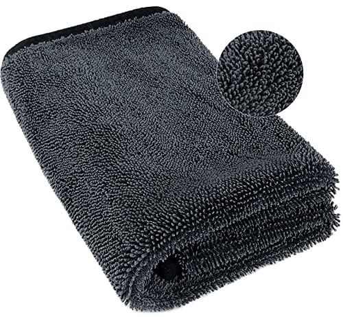 Asciugamano per asciugare l'auto, panno in microfibra extra large da 500 g/m², asciugamano per pulizia super assorbente per dettagli automobilistici, lucidatura e lavaggio - 90 x 60 cm
