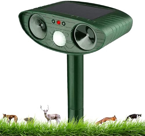 Katzenschreck Ultraschall, Solar Tiervertreiber Katzenabwehr, Ultraschall Abwehrmittel Hundeschreck Marderschreck mit Bewegungsmelder für Katzen, Hunde, Mäuse, Vögel, Marder