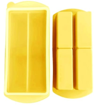 2 vassoi in silicone for congelatore con coperchio, capacità 1 tazza di zuppa, adatti for congelare brodo e avanzi(Yellow)