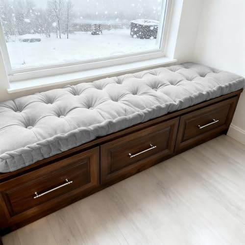 WLXFF Cojín de Suelo Acolchado, Cojín de Banco para Interiores y Exteriores, Cojines de Banco de 4 Pulgadas de Grosor, para Jardin, Zapatero, Asientos de Sofa, Palets, Porche,No4,140X50cm