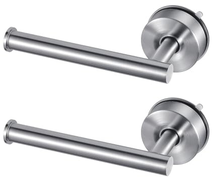 YOHOM Saugnapf Toilettenpapierhalter ohne Bohren, wc Papier Halterung Edelstahl gebürstetes Silber Klopapierhalter, 2 Stück, Badaccessoires für Badezimmer & Küche