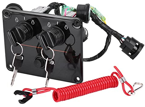 Aumotop Gruppo Pannello Interruttore a Chiave Doppio Motore Professionale per Fuoribordo 6K1-82570-08-00, Funzionamento Facile per Barche da Pesca, Metallo/plastica