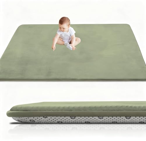 RxueSug Alfombra Bebé Acolchada Plegable 80 x 180 cm x 2cm, Tapete de Juegos Infantil Antideslizante e Impermeable para Suelo, Colchoneta Bebé, Parque Infantil Bebé, Colchoneta Suelo Verde Hierba
