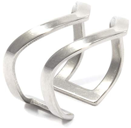Happiness Boutique Damas Anillo de Cheurón Doble en Color Plata | Anillo Abierto Joyería de Acero Inoxidable