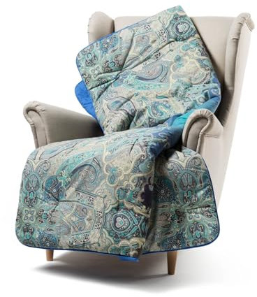 Caleffi Scaldotto- Plaid Divano e Letto 130x170 100% Morbido Cotone Pettinato Caldo Avvolgente, Copridivano Copriletto Trapuntato Artigianale Lavabile Anallergico, Coperta Copri Divano e Copri Letto