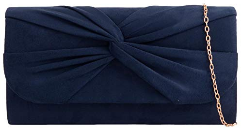 Purple Possum® Clutch für Damen, Abendtasche, Schultertasche, Wildlederimitat, Marineblau, Marineblau, Marineblau, Blau, Dunkelblau, Medium
