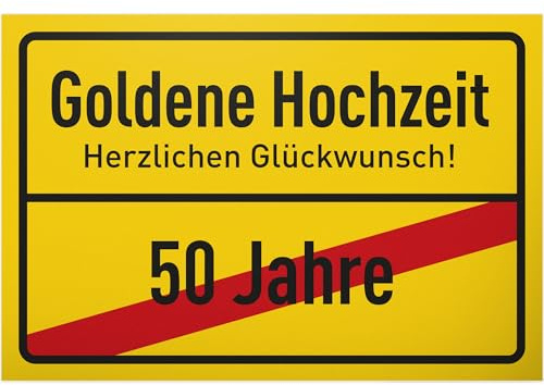 DankeDir! Goldene Hochzeit - Schild 30 x 20 cm - Ehepaar Frauen & Männer Hochzeitstagskarte Karte Glückwunschkarte - Hochzeitstag Hochzeitstagsgeschenk Geschenkidee 50. Jubiläum Geschenk