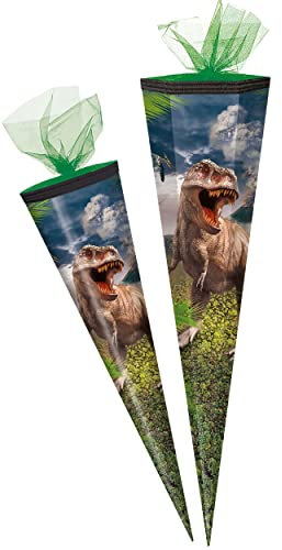 alles-meine.de GmbH Schultüte - Dinosaurier - Tyrannosaurus Rex 50-85 cm Größe wählbar Zuckertüte - Tüllabschluß - eckig/rund - Jungen - klein & groß - Geschenktüte - S..