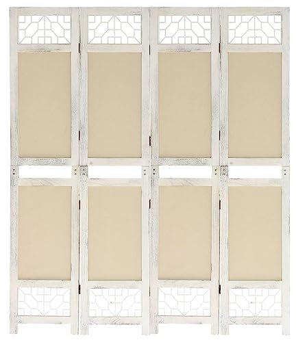 vidaXL Rumsavdelare 4 paneler gräddvit 140x165 cm tyg, dekoration, skärmvägg, skiljevägg, paneler, skärmväggar, skiljeväggar, rumspartition