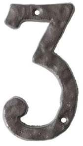 Números de casa, 14 cm, robustos, rústicos, hierro fundido, metal, dirección de casa, aspecto martillado (3)