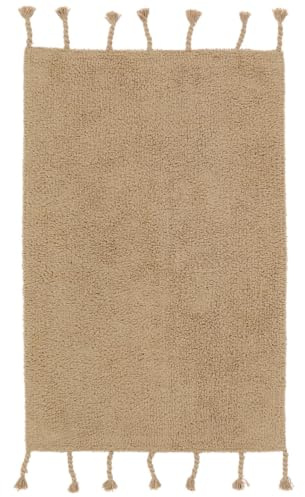 RugVista Zale Badematte, Rechteckig, 60 x 90 cm, Beige | Moderne, Niedriger Stapel, Maschinenwäsche, Oeko-Tex 100, Badezimmer
