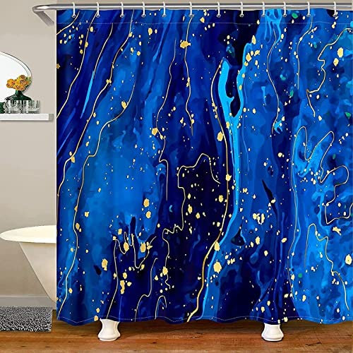 XLYYDS Duschvorhang 180x180 Blaue Murmel, Duschvorhänge Antischimmel 3D Graffiti, Shower Curtains Wasserdicht Waschbar, Duschrollo für Badewanne Dusche Badezimmer, mit 12 Ringe