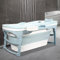 Ikodm Faltbare Badewanne Erwachsene - L 118x60x50cm, Klappbare mobile Badewanne mit Abdeckung & Korb, Klappbadewanne für Badezimmer, Dusche und Balkon (Blau)