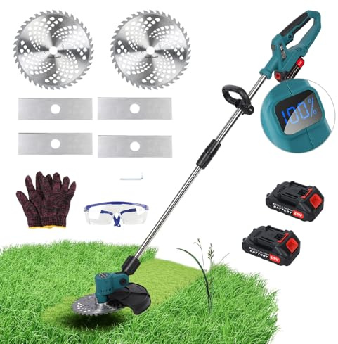 Shienfir 21V Akku Rasentrimmer, 650W Rasentrimmer und Kantenschneider Home and Garden Akku Rasentrimmermit 2X 2Ah Akkus und Ladegerät, 18000R/min Rasentrimmer (9 Zoll)