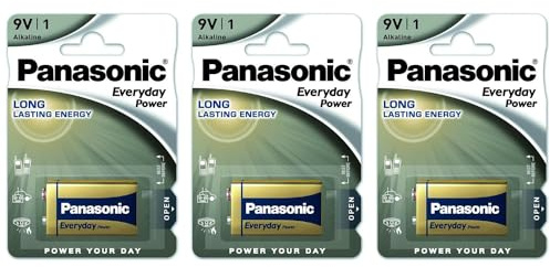 PANASONIC - Lote de 3 ampollas de 1 pila alcalina Everyday Power Silver Cube 6LF22-9V