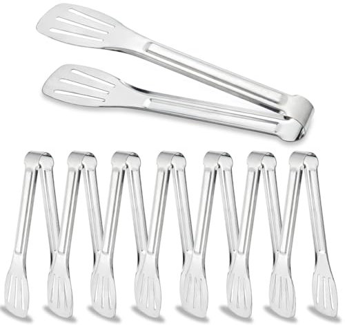 SHSMPXOY 8 Stück Küchenzange Edelstahl Set,7 Zoll Grillzange Servierzange Gebäckzange Zange Küche Rutschfest Buffetzange Bratzange,Für Nudelsalate, Grillfeste, Kuchen und Hauspartys