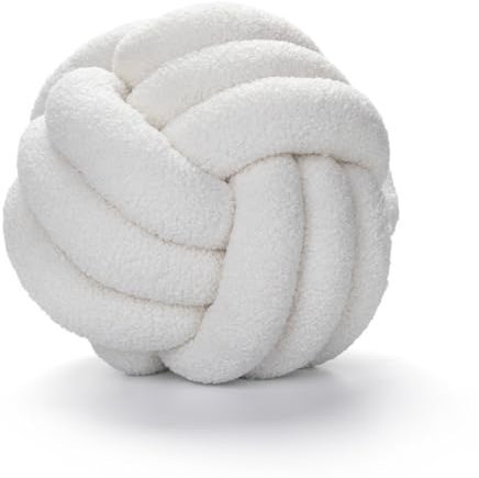 champracer Knotenkugelkissen Zierkissen Aesthetic Sofakissen aus Teddysamt Knotbugelwurf Kissen Ultra weiche handgewebte Knotbugel Lamm Samtsofa Kissen verwendet für Wohndekoration (22cm,cremefarben)