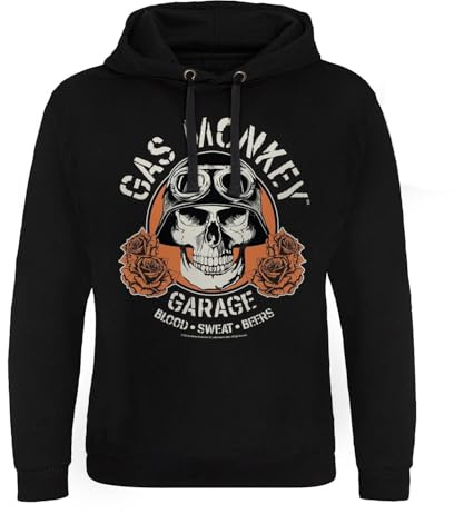 Gas Monkey Garage Offizielles Lizenzprodukt Skull Epic Hoodie (Schwarz), Large