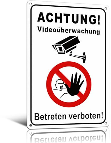 TAKULA Betreten Verboten Videoüberwacht Schild 20x30cm Aluminium | Robustes Aluminium-Verbotsschild – wasserdicht, staubdicht. Ideal für Privatgrundstücke, Firmengelände und Baustellen