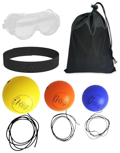 Set di palline per riflessi da pugilato, palla per riflessi da boxe, allenamento di coordinazione occhio-mano, set di palle da boxe per principianti con fascia regolabile per bambini e adulti
