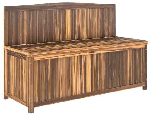 Outsunny Garden Arch Wood Bench Storage Box 115L x 45W x 75Hcm Brown | Outdoor, Garden Furniture Chair