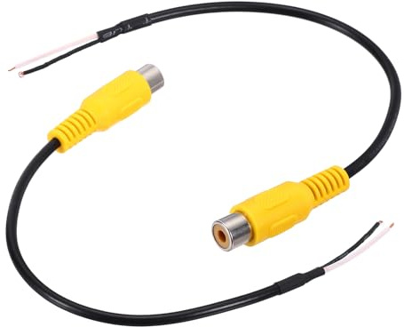 QUARKZMAN 0.2 Meter Cinch Kabel Gelber RCA Stecker Buchse Adapter auf blankes Kabelende Audio Video RCA Kabel für Verstärker Lautsprecherkabel Packung mit 2