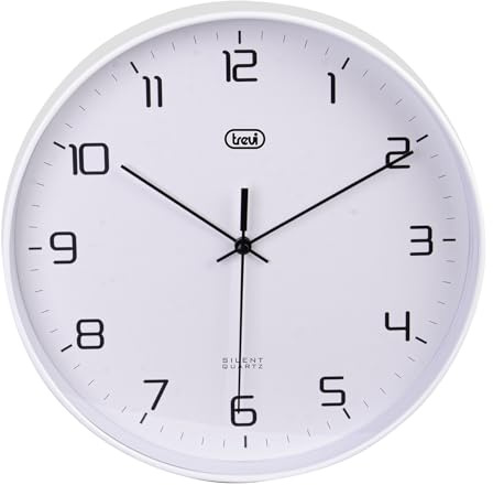 Trevi OM 3506 S Orologio da Parete 25 cm, Movimento Silenzioso SWEEP e Design Minimalista, Orologio Analogico Elegante e Moderno, Bianco